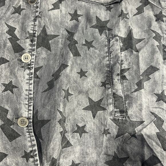 Billy T Lined Gray Jacket Black Stars Embroidered Collar Sz XS NWT Military Y2K - Picture 8 of 13